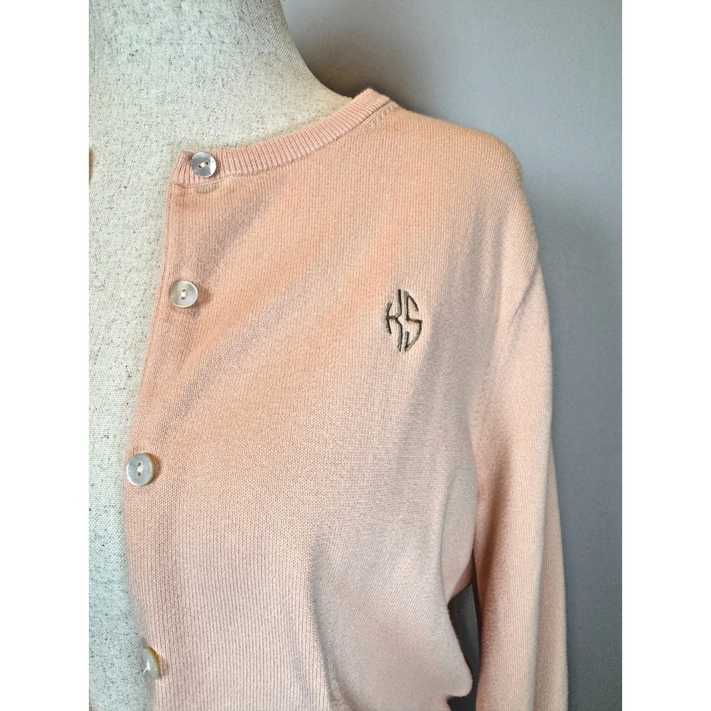 VTG Lands' End Women's Plus 1X Cotton Cardigan Peach Lightweight Spring 16W–18W - Picture 3 of 9